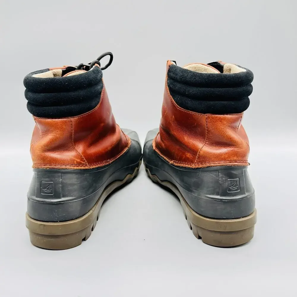 Sperry Boots Mens 11 Brown Leather Top Sider Duck Snow Ankle Lace Up Waterproof